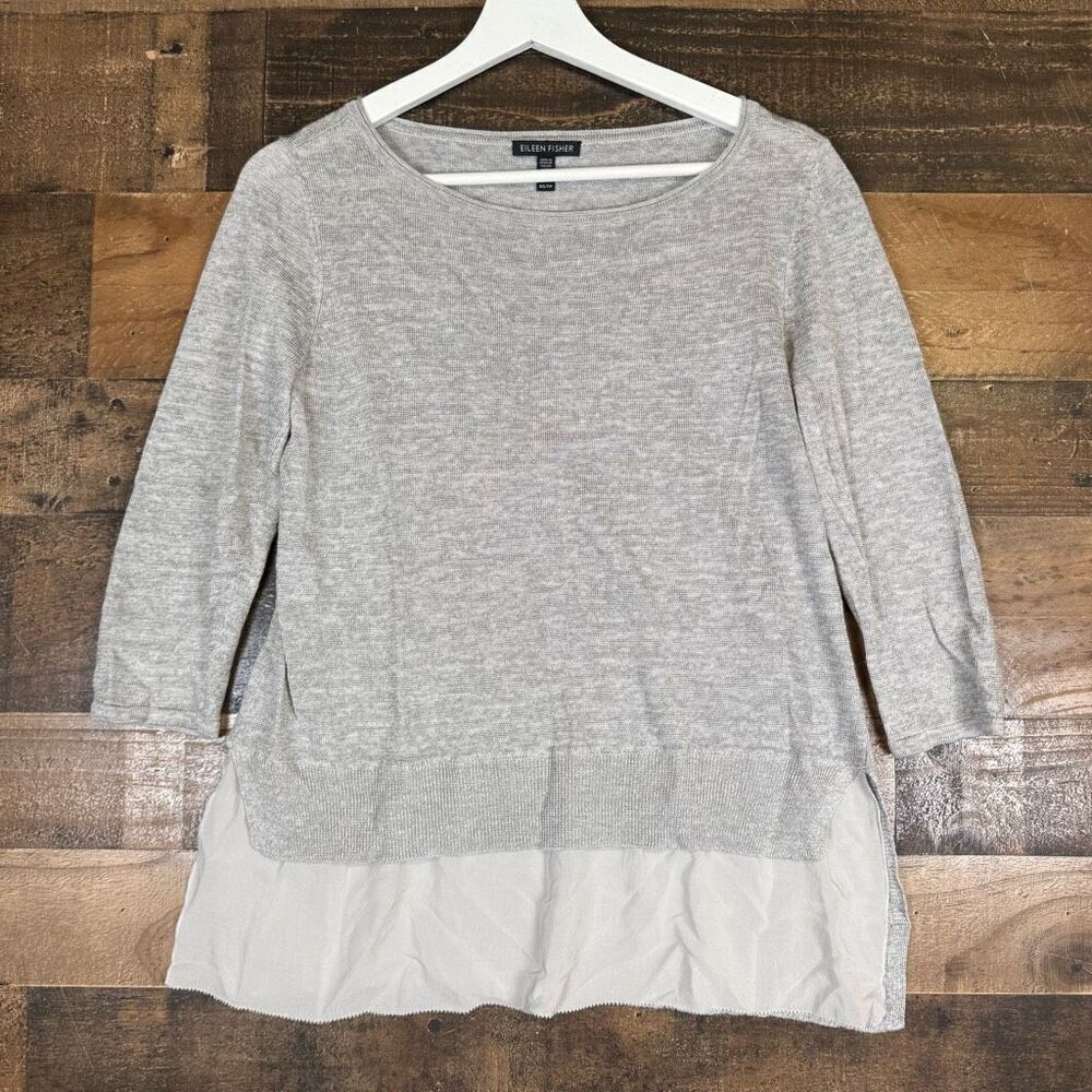 Eileen Fisher Womens Size XS Italian Yarn 100% Silk Long Sleeve Shirt Top Blouse